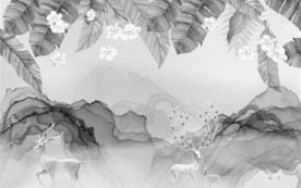 麋鹿 灰色奢华画 tif分层