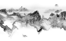 烟雾新灰色山水画 tif分层