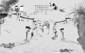 江南新灰色山水画 tif分层
