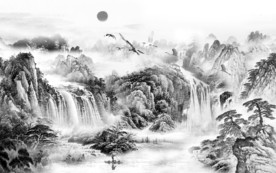 奢华灰色新山水画 tif分层