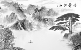 高清 灰色新山水画 tif分层