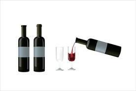 矢量图红酒杯红酒瓶倒酒入杯