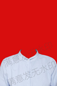 女生圆领蓝色衬衫模板