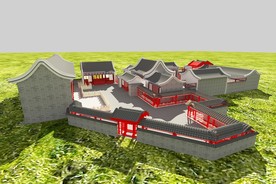 三维中式建筑效果图