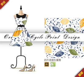 矢量创意树叶四方连续