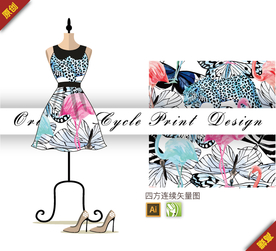 野生动物豹昆虫四方连续