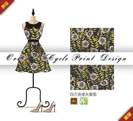 矢量唯美桃花四方连续