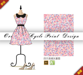 矢量樱花桃花四方连续