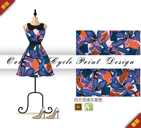 传统中国风木棉四方连续