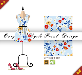 矢量茉莉花梅花四方连续