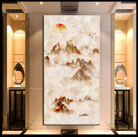 禅意山水大理石玄关