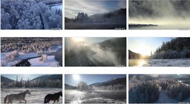 阿勒泰神仙湾仙境冰雪王国马儿跑