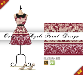 矢量花边花卉蕾丝方连续