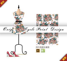 传统中国风牡丹四方连续