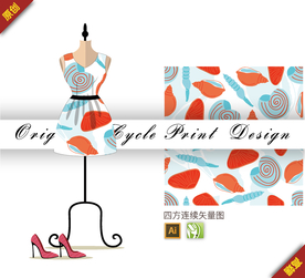 矢量涂鸦海螺四方连续