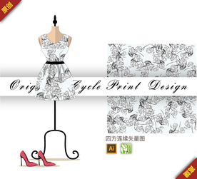 矢量清新桃花四方连续