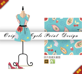 抽象简约水果木瓜四方连续