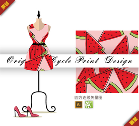 矢量简约西瓜水果四方连续