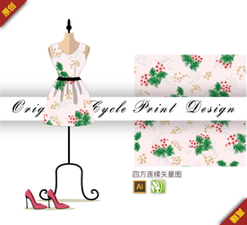 矢量清新桂花四方连续