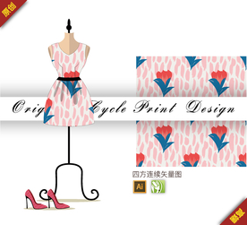 矢量郁金香豹纹四方连续