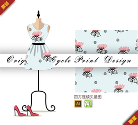 矢量手绘郁金香四方连续