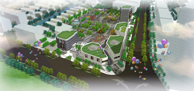 商业广场景观设计效果图鸟瞰分层