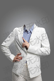 白色西装形象照模板女性商务照