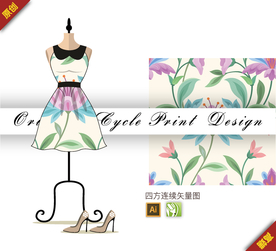 传统清新杜鹃花曼陀罗四方连续