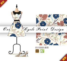 传统中国风昙花四方连续