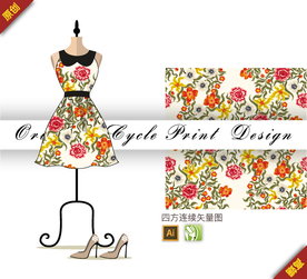 传统康乃馨紫罗兰四方连续