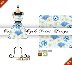 传统琉璃苣君子兰四方连续