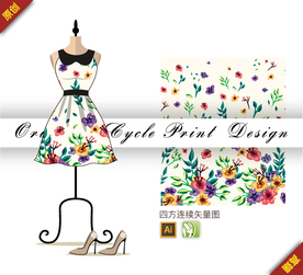 矢量金盏花榆叶梅四方连续