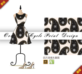 矢量腰果花四方连续