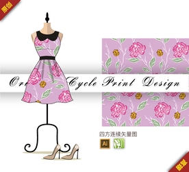 传统中国风康乃馨四方连续