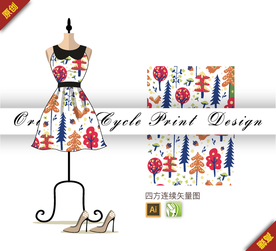 可爱森林动物四方连续