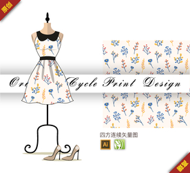 矢量菊花花卉四方连续