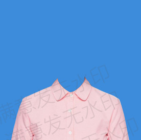 女生粉红色衬衫证件照模板