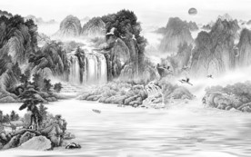 高档灰色新山水画 TIF分层