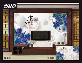 3D电视客厅背景墙