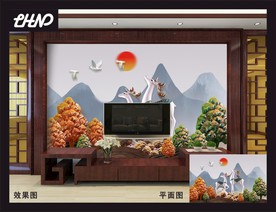 3D电视客厅背景墙