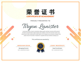 荣誉证书时尚横版证书