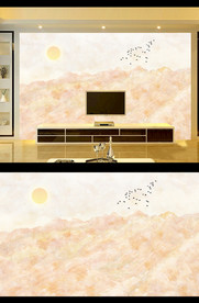 纹理山水电视背景墙