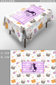 可爱猫咪卡通桌布