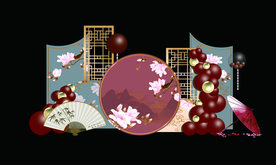 中式派对合影区甜品区背景设计
