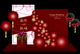 红金色主题签到迎宾合影舞台背景