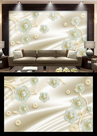 丝绸花朵背景墙