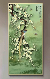 原创玄关手绘梅花喜鹊装饰画壁画