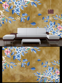 古典花朵背景墙