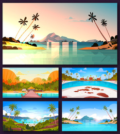 矢量海滩风景系列