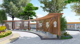 单边六艺休闲廊架设计